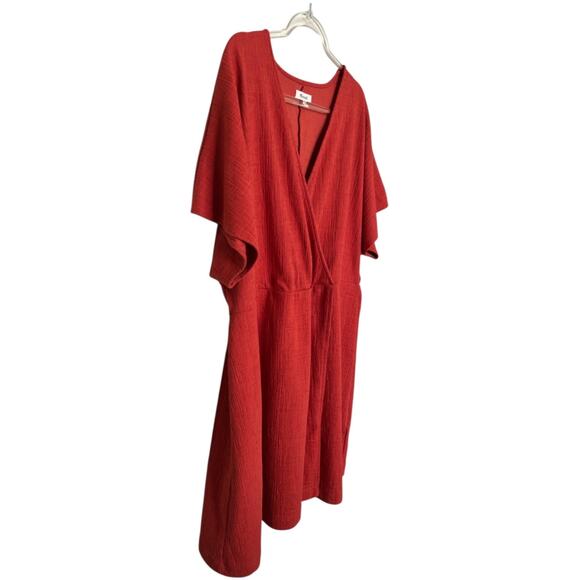 Madewell Women’s Wrap Mini Dress‎ Size 3X Burnt Orange Textured V-Neck - Picture 7 of 8